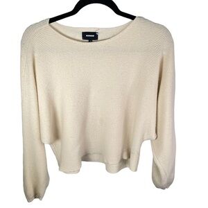 Monrow Womens Ribbed Off-The-Shoulder Wool & Cashmere-Blend Sweater Cream Medium